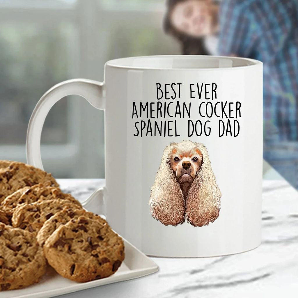 American Cocker Spaniel Best Dog Dad Ever Custom Ceramic Coffee Mug White Two-tone Birthday Father's Day Gift for Men