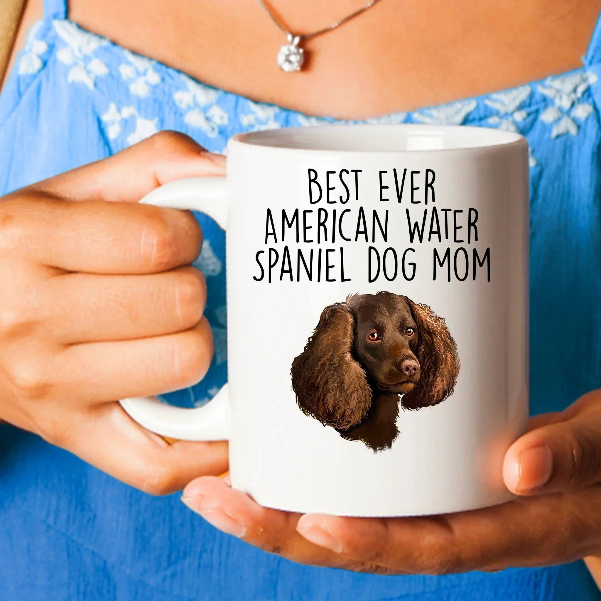 American Water Spaniel Best Dog Mom Ever Custom Ceramic Coffee Mug White Two-tone Birthday Mother's Day Gift for Women