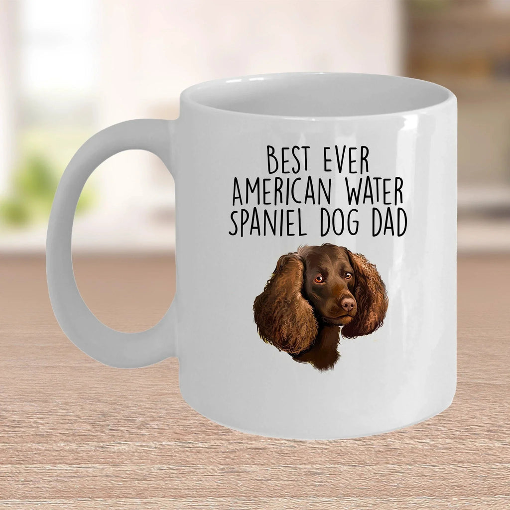 American Water Spaniel Best Dog Dad Ever Custom Ceramic Coffee Mug White Two-tone Birthday Father's Day Gift for Men