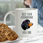 Black and Tan Coonhound Best Dog Dad Ever Custom Ceramic Coffee Mug White Two-tone Birthday Father's Day Gift for Men