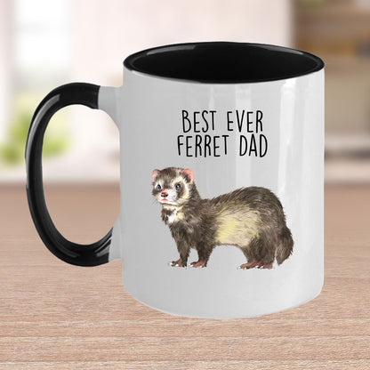 Ferret Best Dad or Mom Ever Custom coffee mug - white ceramic and two tone color - Mallard Moon Gift Shop