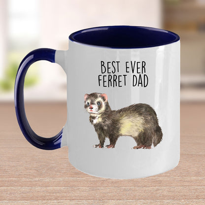 Ferret Best Dad or Mom Ever Custom coffee mug - white ceramic and two tone color - Mallard Moon Gift Shop