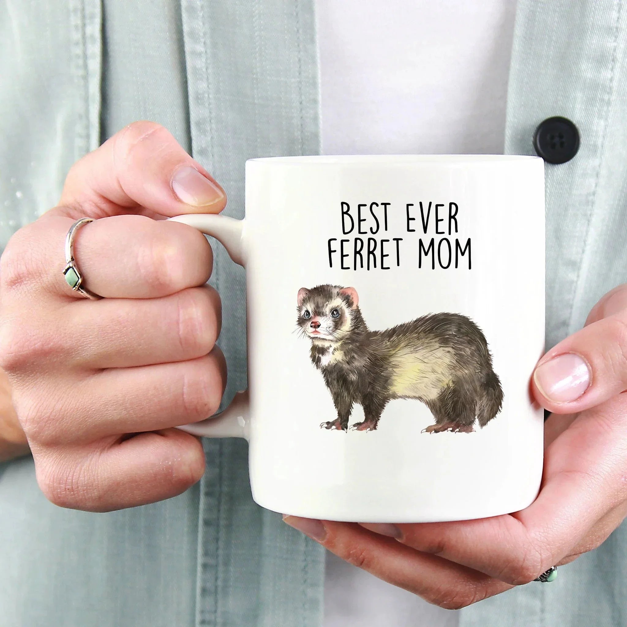 Ferret Best Dad or Mom Ever Custom coffee mug - white ceramic and two tone color