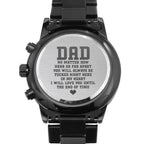 Dad Custom Engraved Black Chronograph Wrist Watch Father's Day Birthday Best Gift