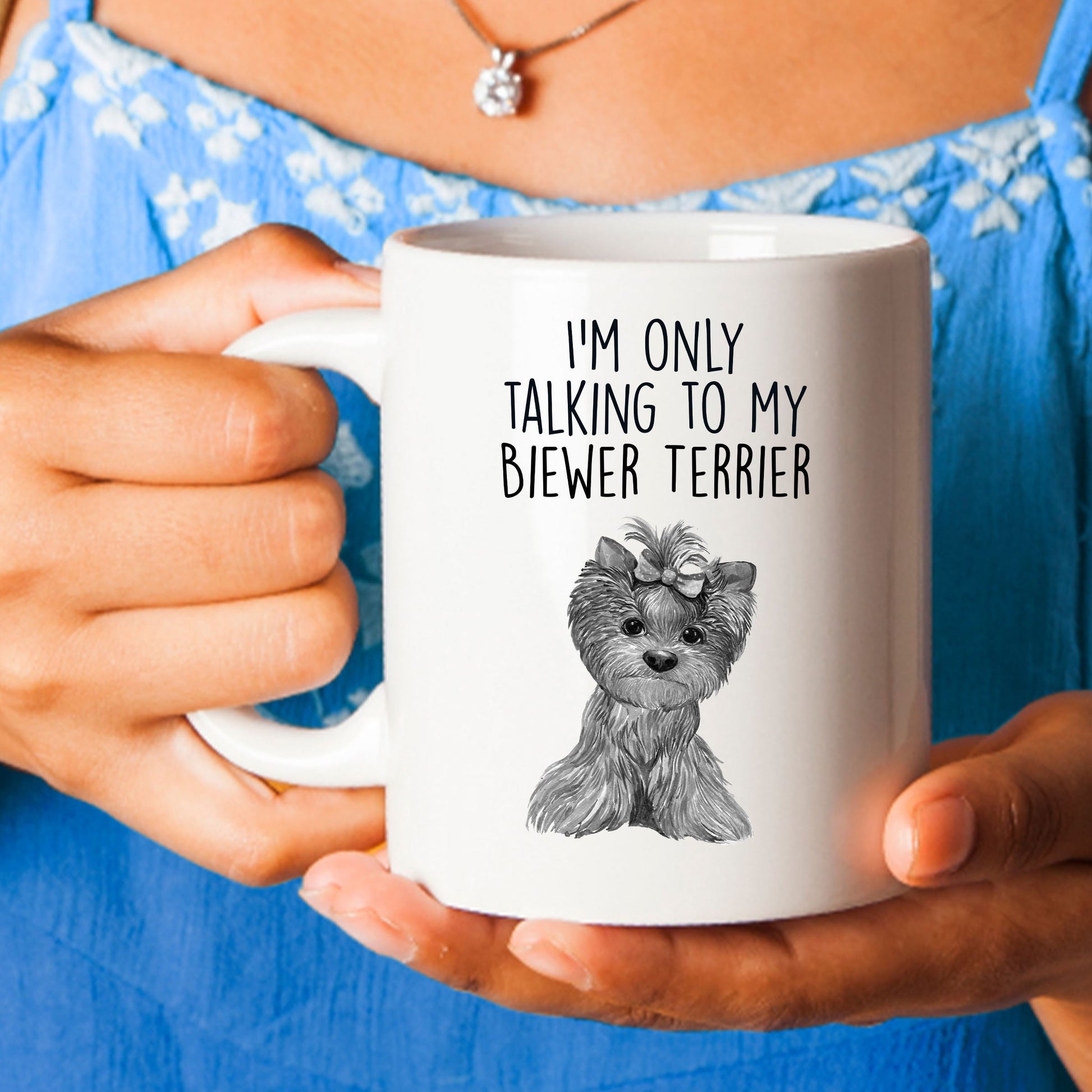 Funny Biewer Terrier Ceramic Coffee Mug I'm Only Talking to my Biewer Terrier Dog - Mallard Moon Gift Shop