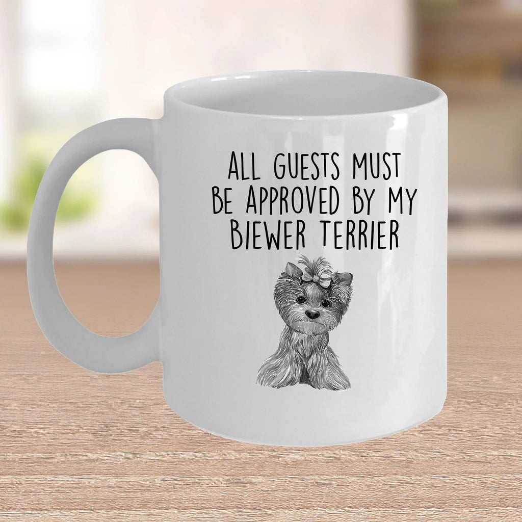 Biewer Terrier Custom Funny Ceramic Coffee Mug Guests Must be Approved