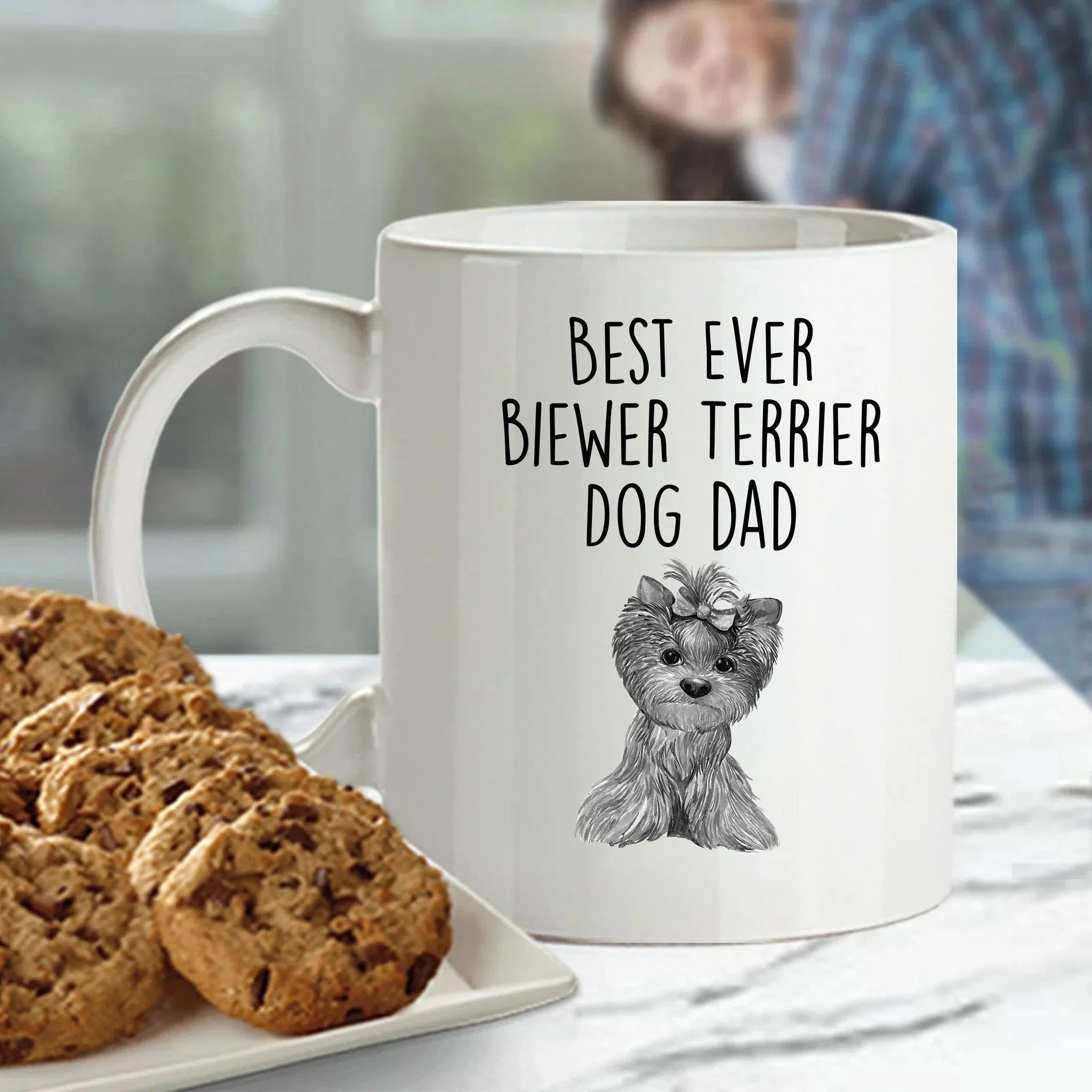Best Ever Biewer Terrier Dog Dad Custom Funny Ceramic Coffee Mug