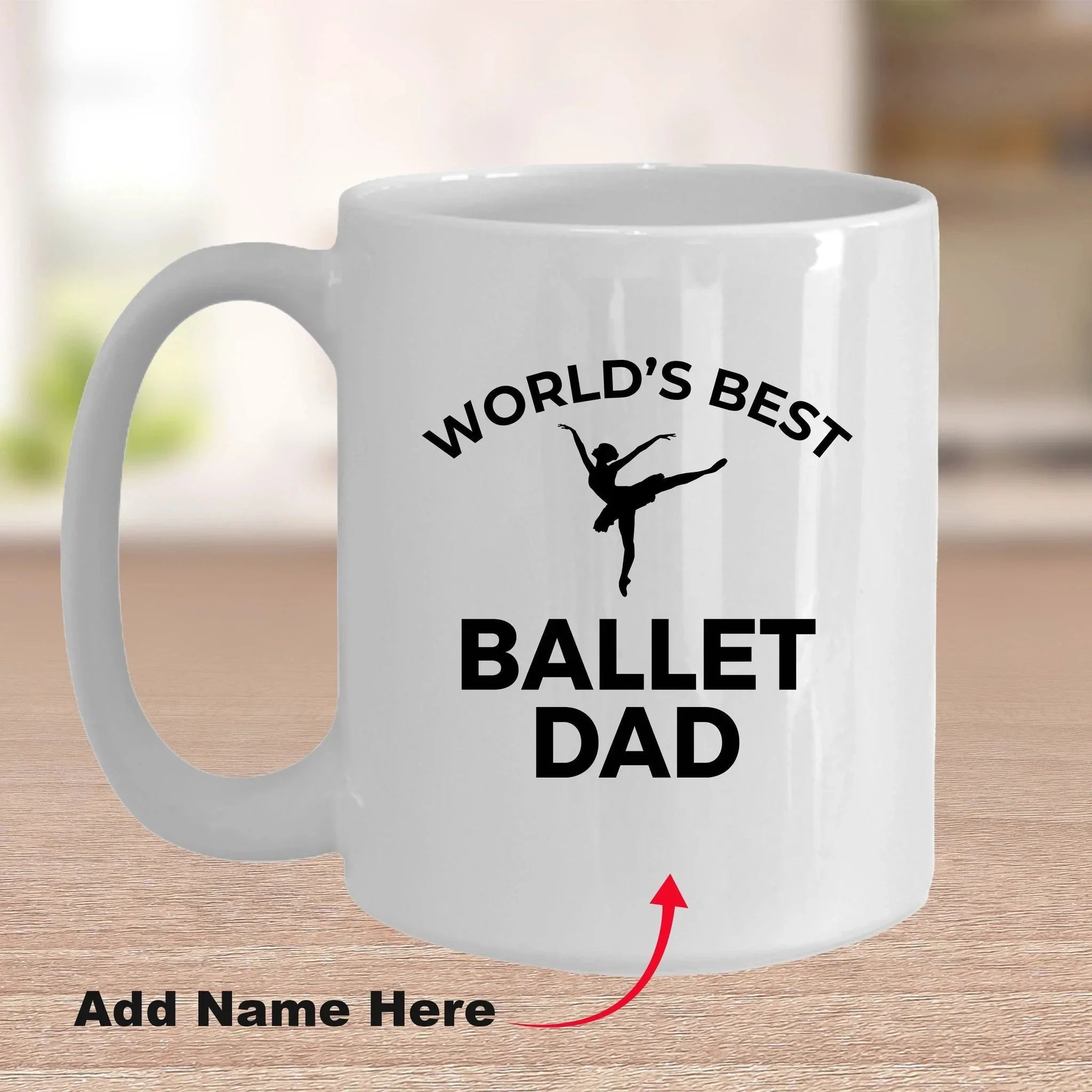 Ballet Dad Custom Ceramic Coffee Mug White Two-toned Black Navy Red & Travel Tumbler