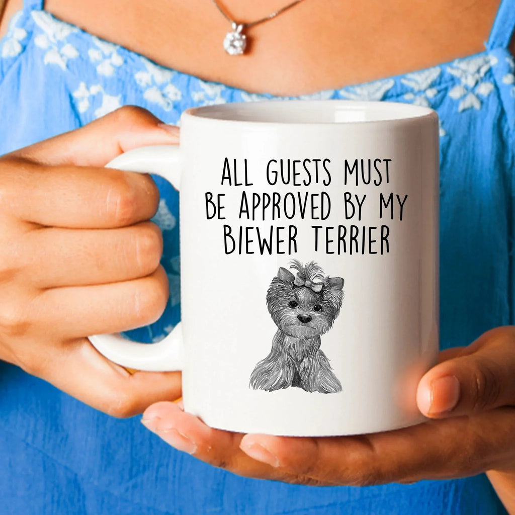 Biewer Terrier Custom Funny Ceramic Coffee Mug Guests Must be Approved