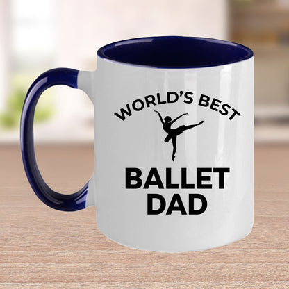 Ballet Dad Custom Ceramic Coffee Mug White Two-toned Black Navy Red & Travel Tumbler - Mallard Moon Gift Shop
