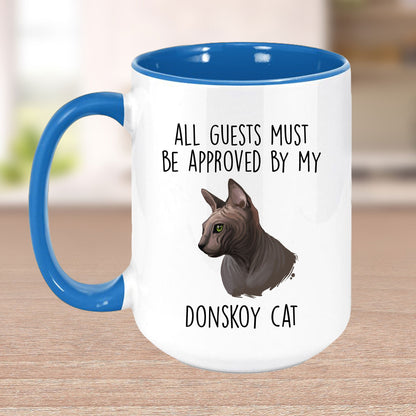 Donskoy Cat Funny Coffee Mug - All Guests Must Be Approved - Mallard Moon Gift Shop