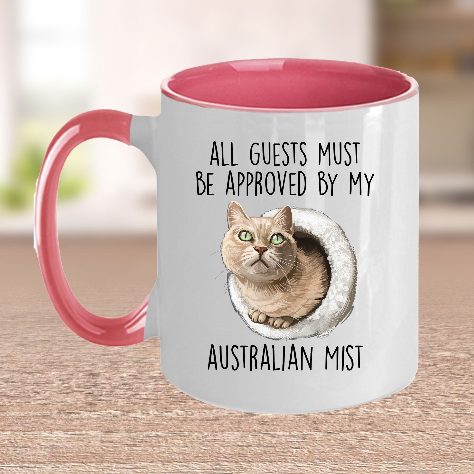 Australian Mist Cat Funny Coffee Mug - All Guests Must Be Approved - Mallard Moon Gift Shop
