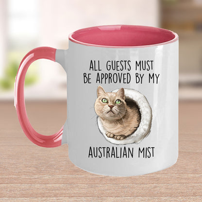 Australian Mist Cat Funny Coffee Mug - All Guests Must Be Approved - Mallard Moon Gift Shop