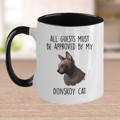 Donskoy Cat Funny Coffee Mug - All Guests Must Be Approved - Mallard Moon Gift Shop