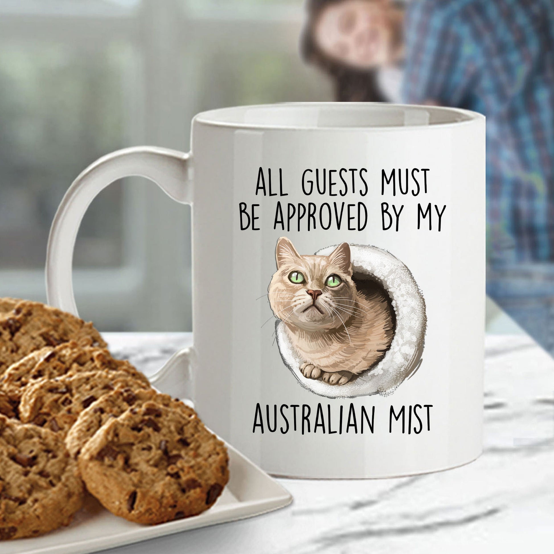 Australian Mist Cat Funny Coffee Mug - All Guests Must Be Approved - Mallard Moon Gift Shop