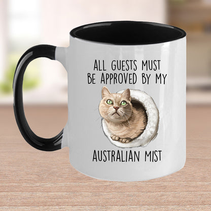 Australian Mist Cat Funny Coffee Mug - All Guests Must Be Approved - Mallard Moon Gift Shop