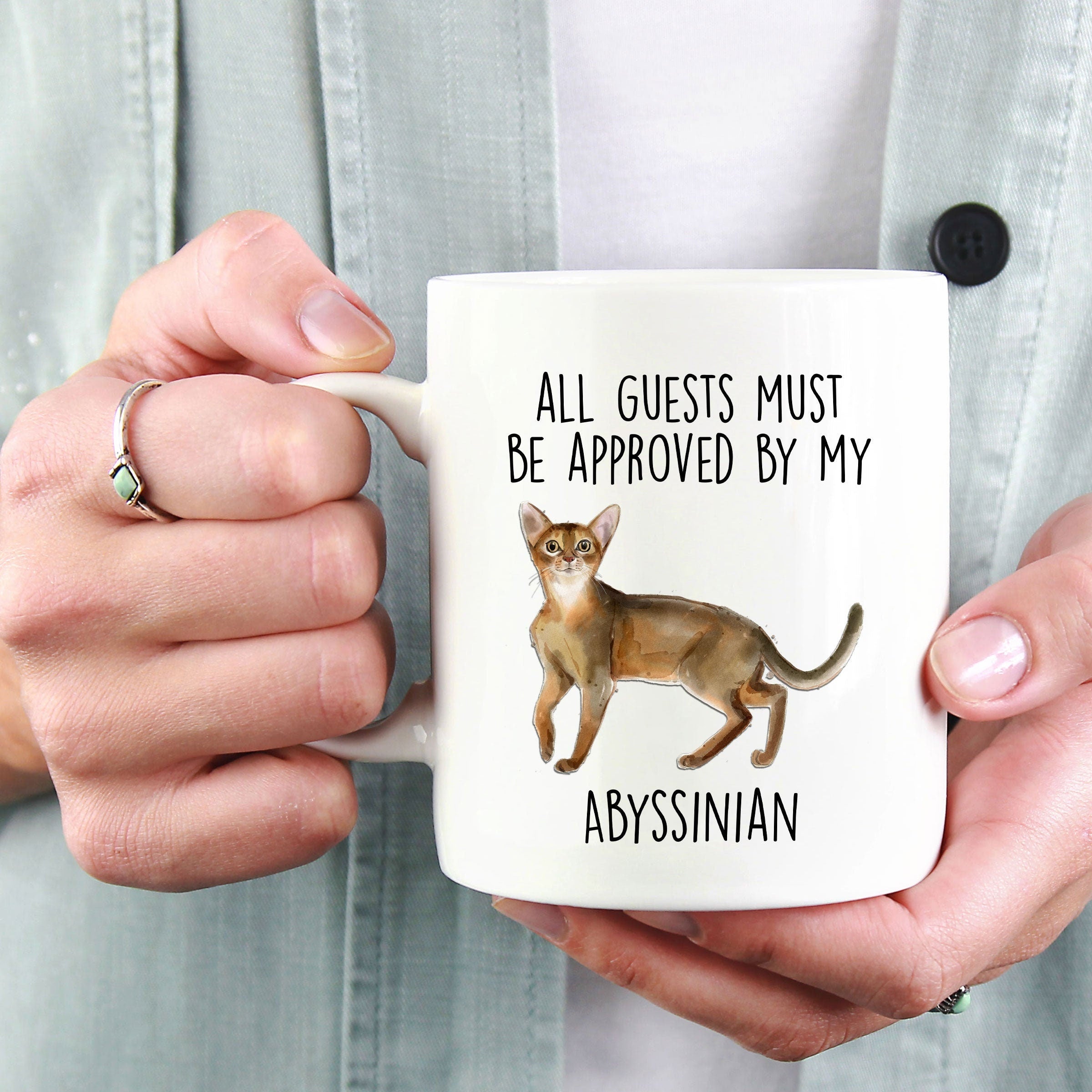 Abyssinian Cat Funny Coffee Mug - All Guests Must Be Approved - Mallard Moon Gift Shop
