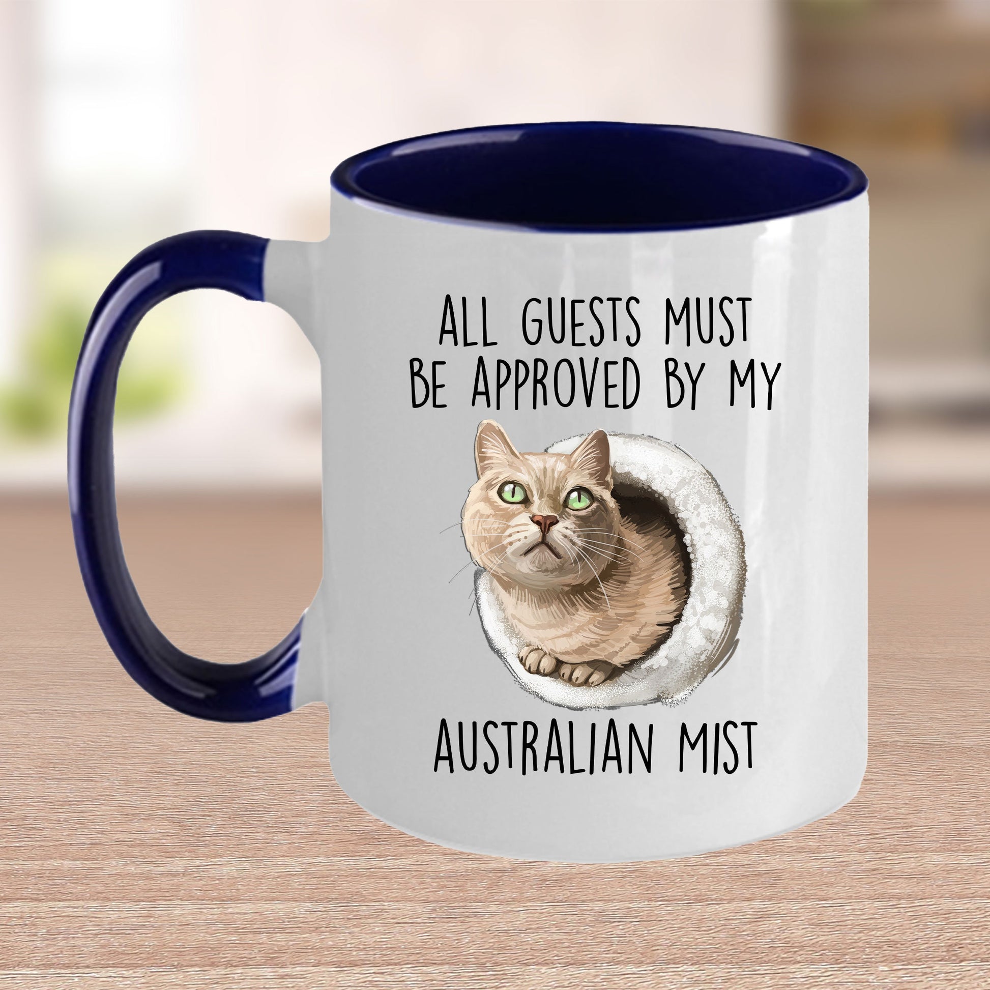 Australian Mist Cat Funny Coffee Mug - All Guests Must Be Approved - Mallard Moon Gift Shop