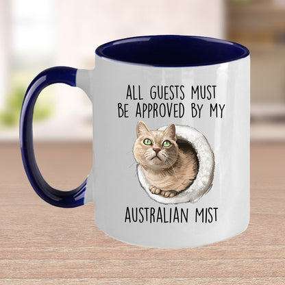 Australian Mist Cat Funny Coffee Mug - All Guests Must Be Approved - Mallard Moon Gift Shop