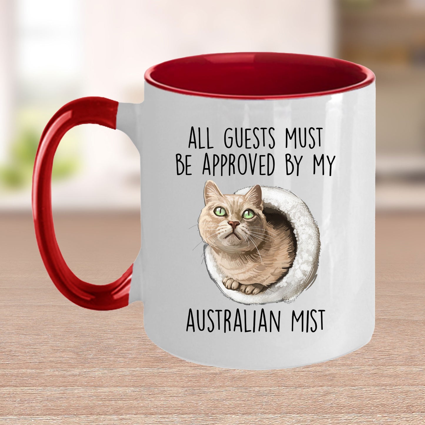 Australian Mist Cat Funny Coffee Mug - All Guests Must Be Approved - Mallard Moon Gift Shop