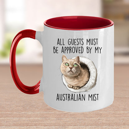 Australian Mist Cat Funny Coffee Mug - All Guests Must Be Approved - Mallard Moon Gift Shop