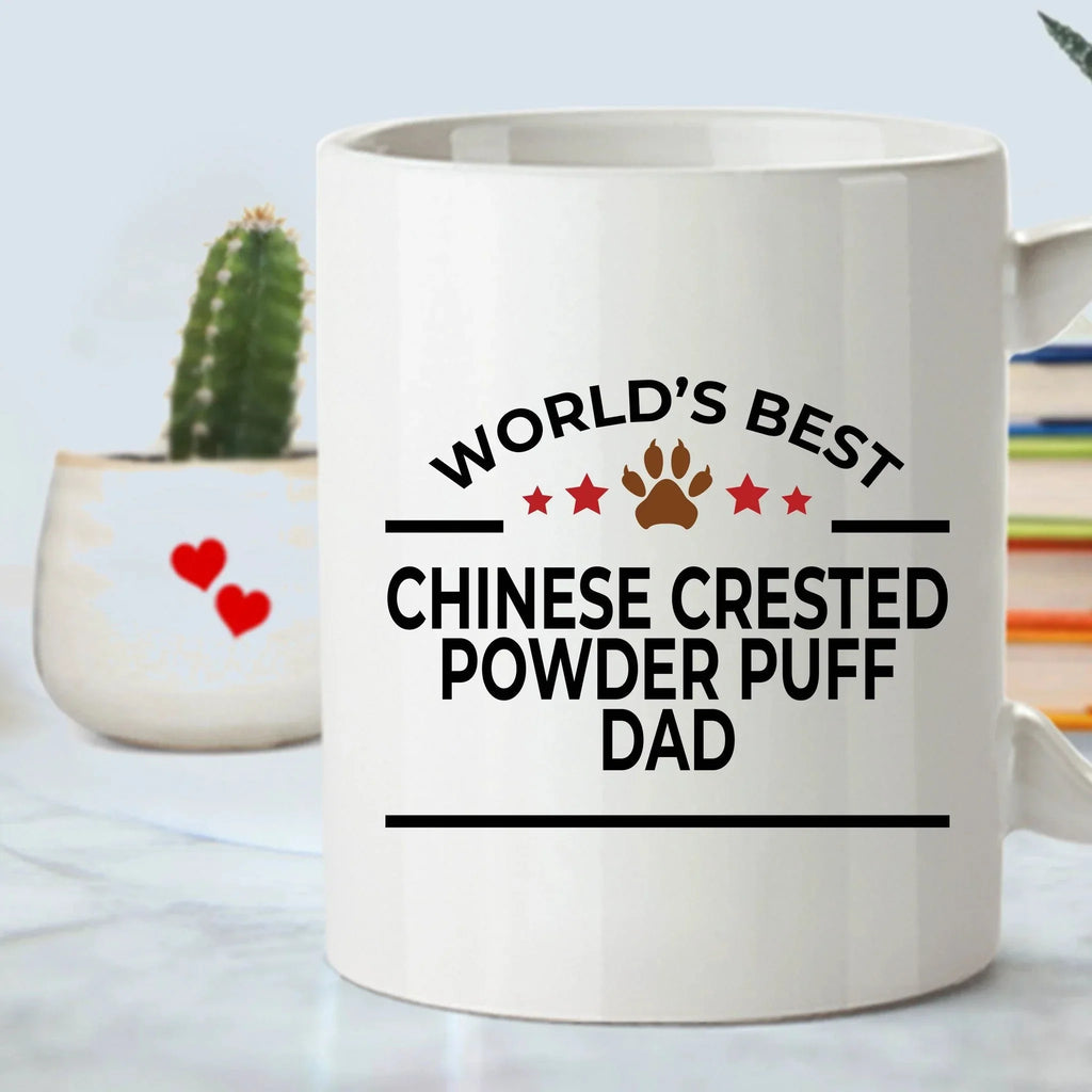 Chinese Crested Powder Puff Dog Dad Ceramic Coffee Mug
