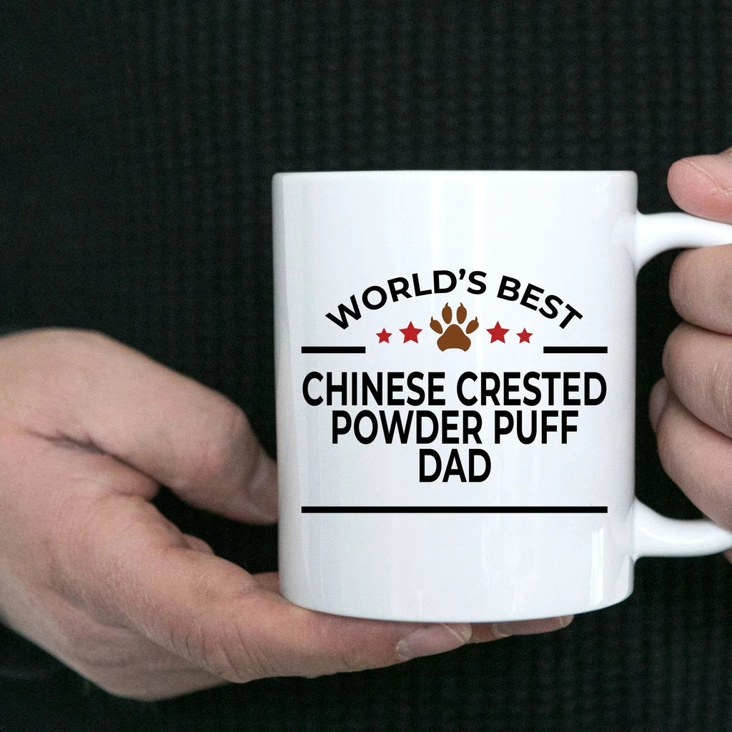 Chinese Crested Powder Puff Dog Dad Ceramic Coffee Mug