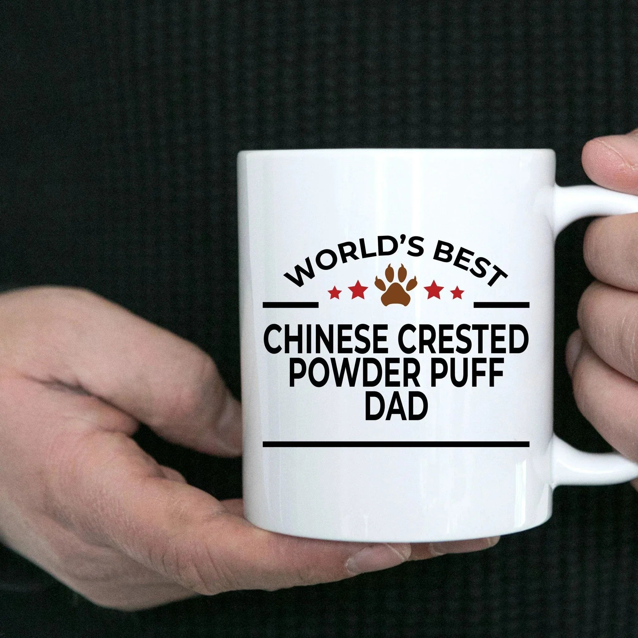 Chinese Crested Powder Puff Dog Dad Ceramic Coffee Mug