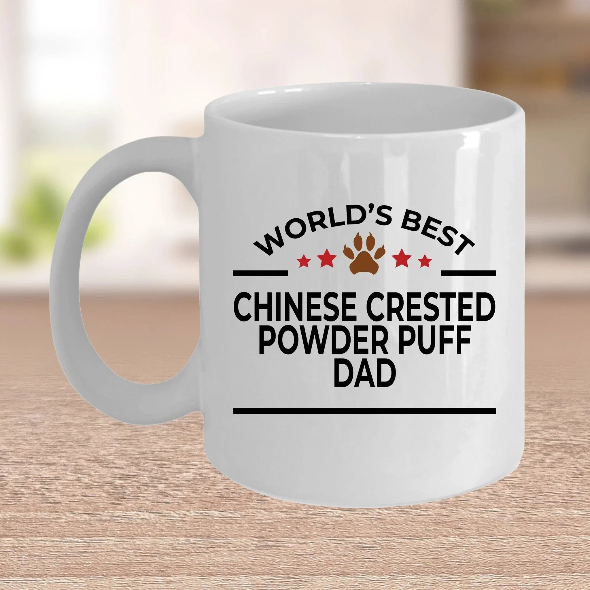 Chinese Crested Powder Puff Dog Dad Ceramic Coffee Mug