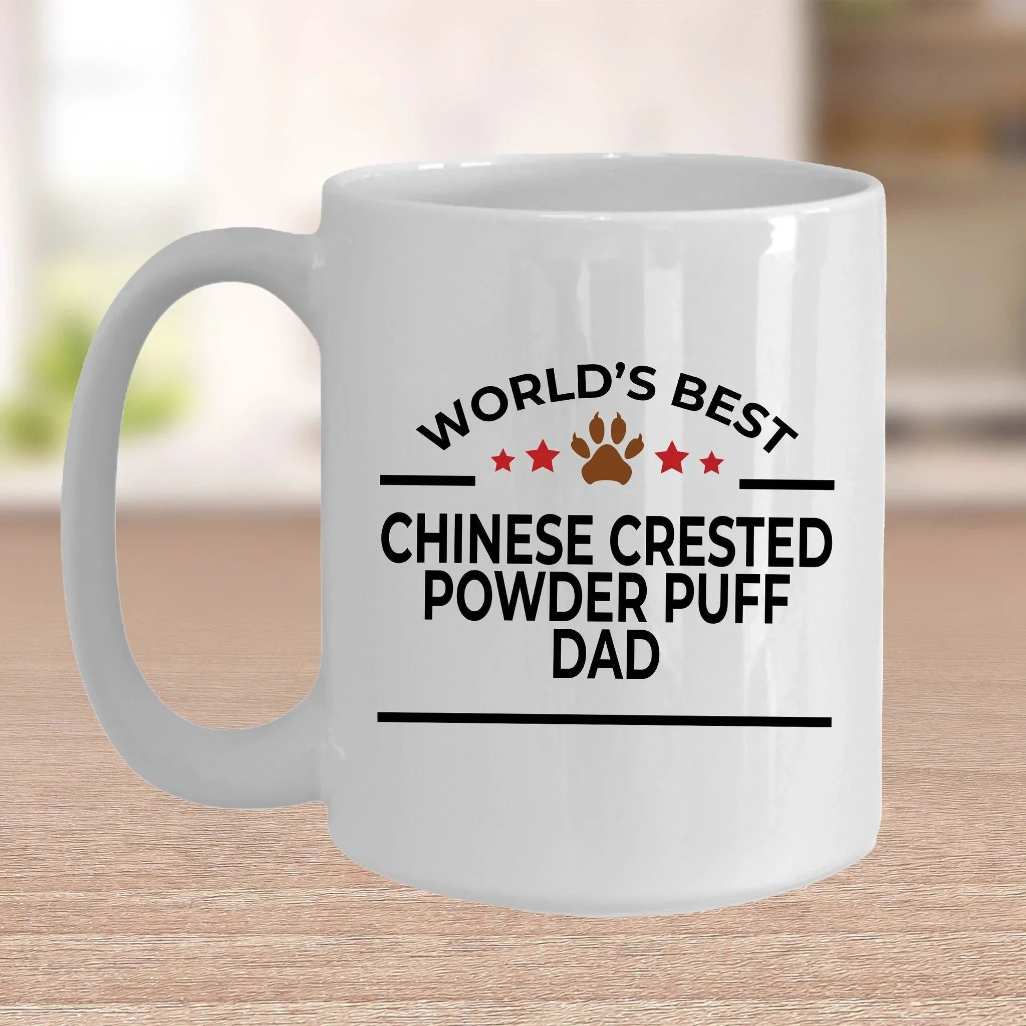 Chinese Crested Powder Puff Dog Dad Ceramic Coffee Mug