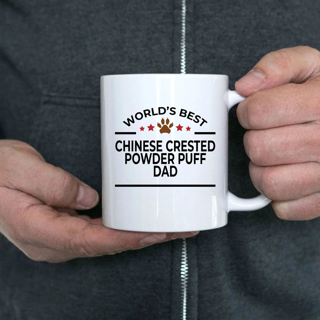 Chinese Crested Powder Puff Dog Dad Ceramic Coffee Mug