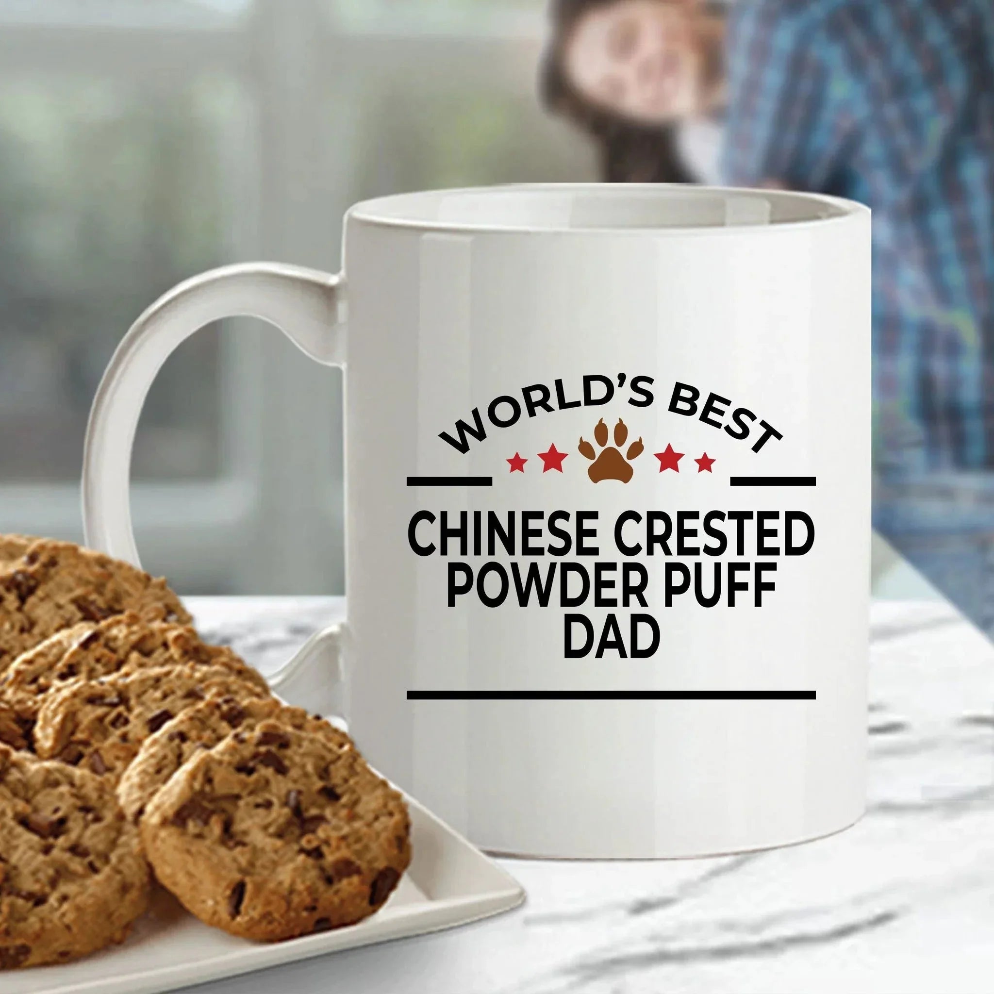 Chinese Crested Powder Puff Dog Dad Ceramic Coffee Mug
