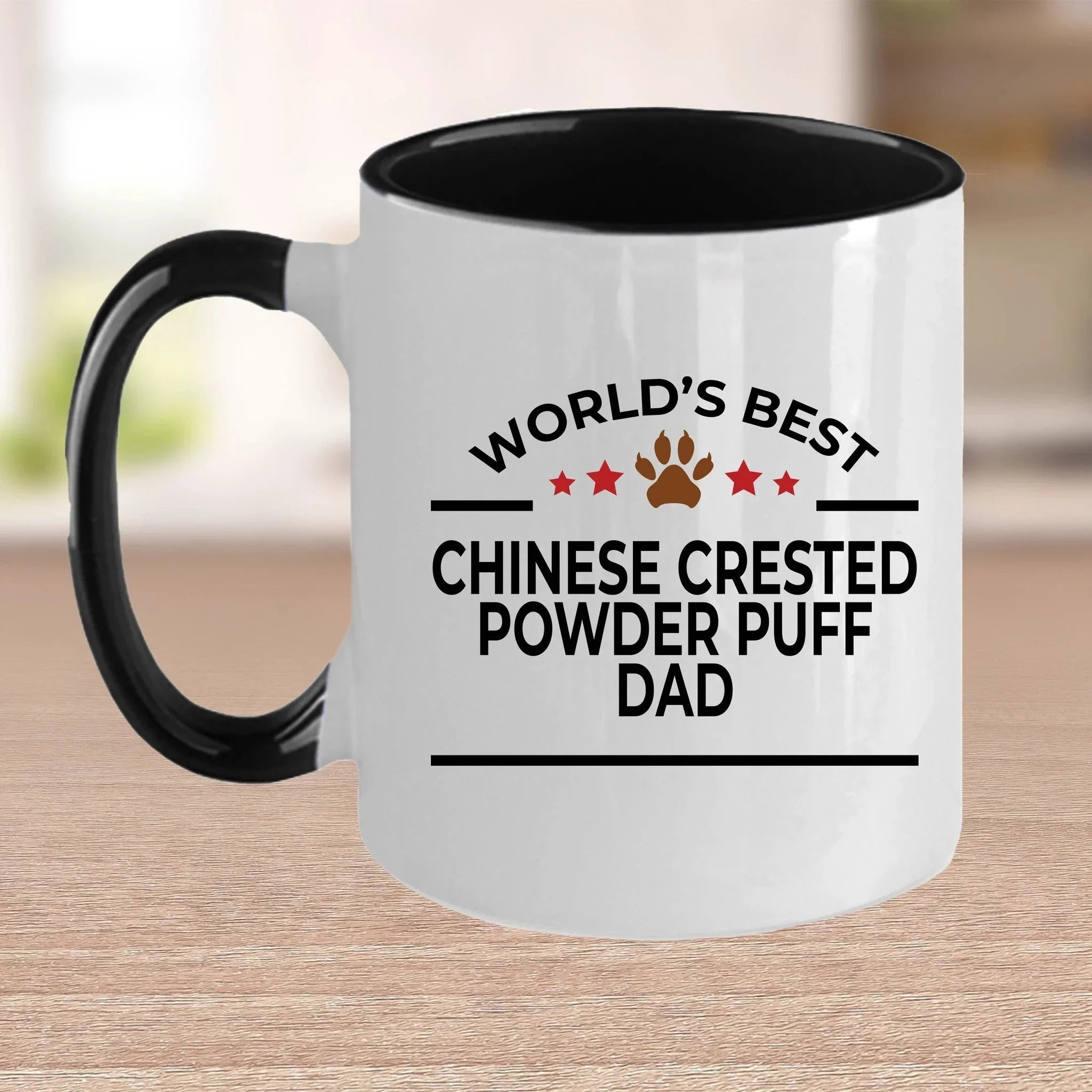 Chinese Crested Powder Puff Dog Dad Ceramic Coffee Mug