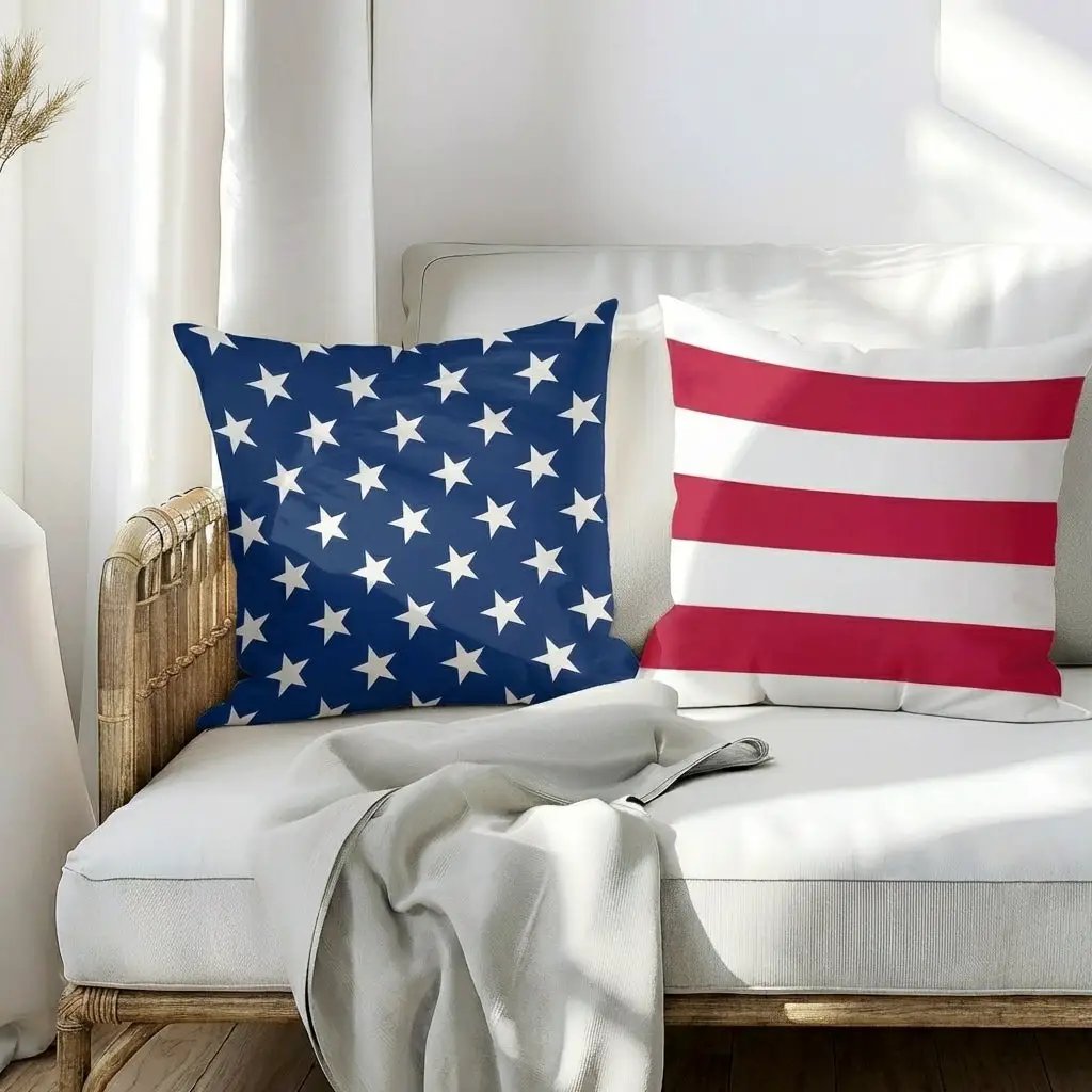 American Flag Stars and Stripes Patriotic Indoor-Outdoor Pillow