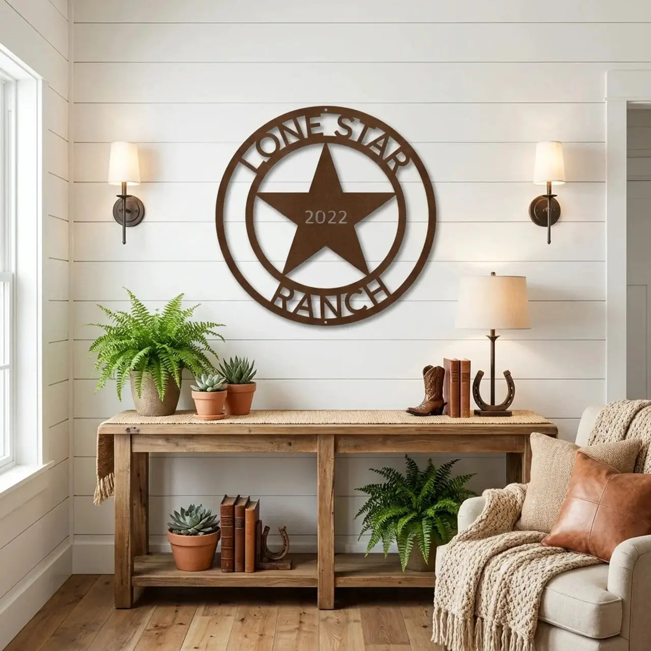Personalized Lone Star Ranch Metal Wall Art | Custom Texas Family Name Sign | Established Year Metal Decor | Western Farmhouse Wall Sign | Made in USA