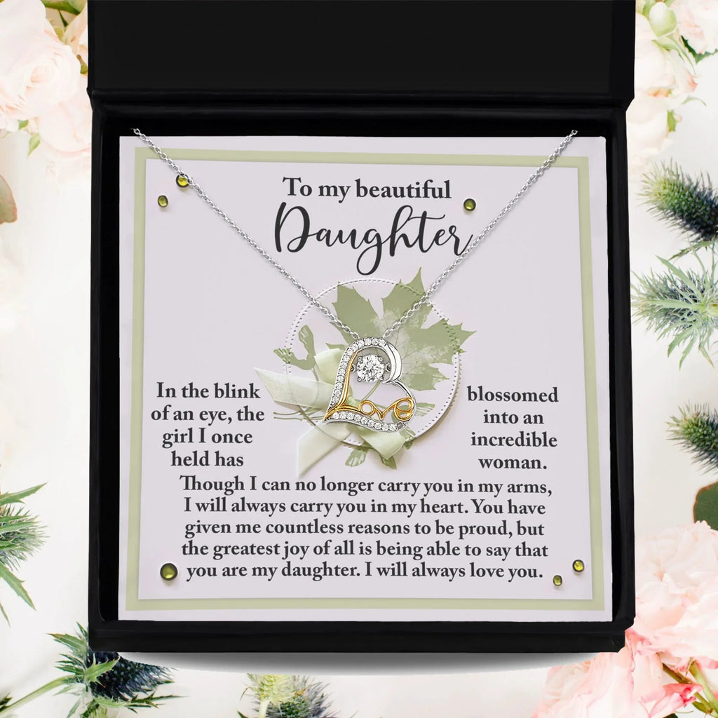 Daughter Birthday, Graduation, Christmas Inspirational Gift - Incredible Woman - Love Dancing Heart Pendant Necklace
