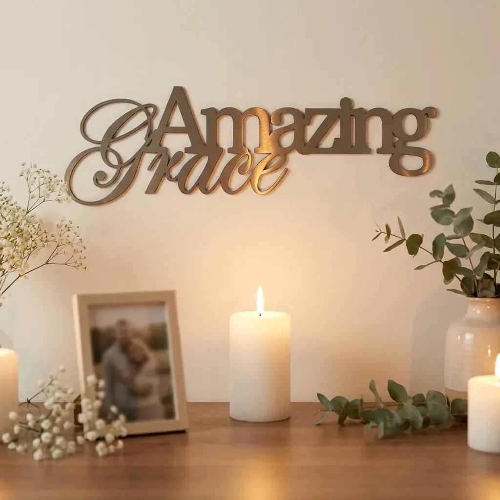 Amazing Grace Metal Wall Art Sign – Christian Steel Scripture Decor – Inspirational Faith Home Decor – Laser Cut Metal Sign