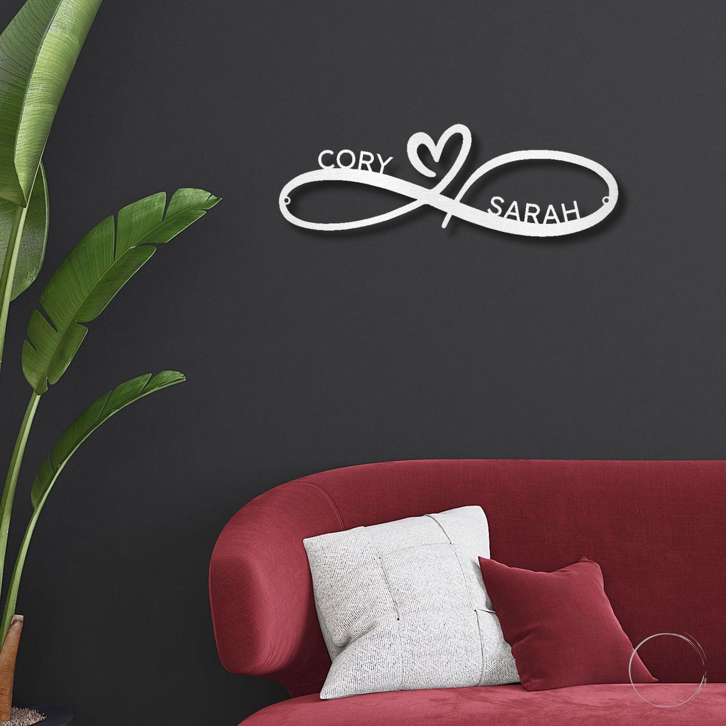 Infinity Couples Love Custom Name Steel Wall Sign Metal Art - Mallard Moon Gift Shop