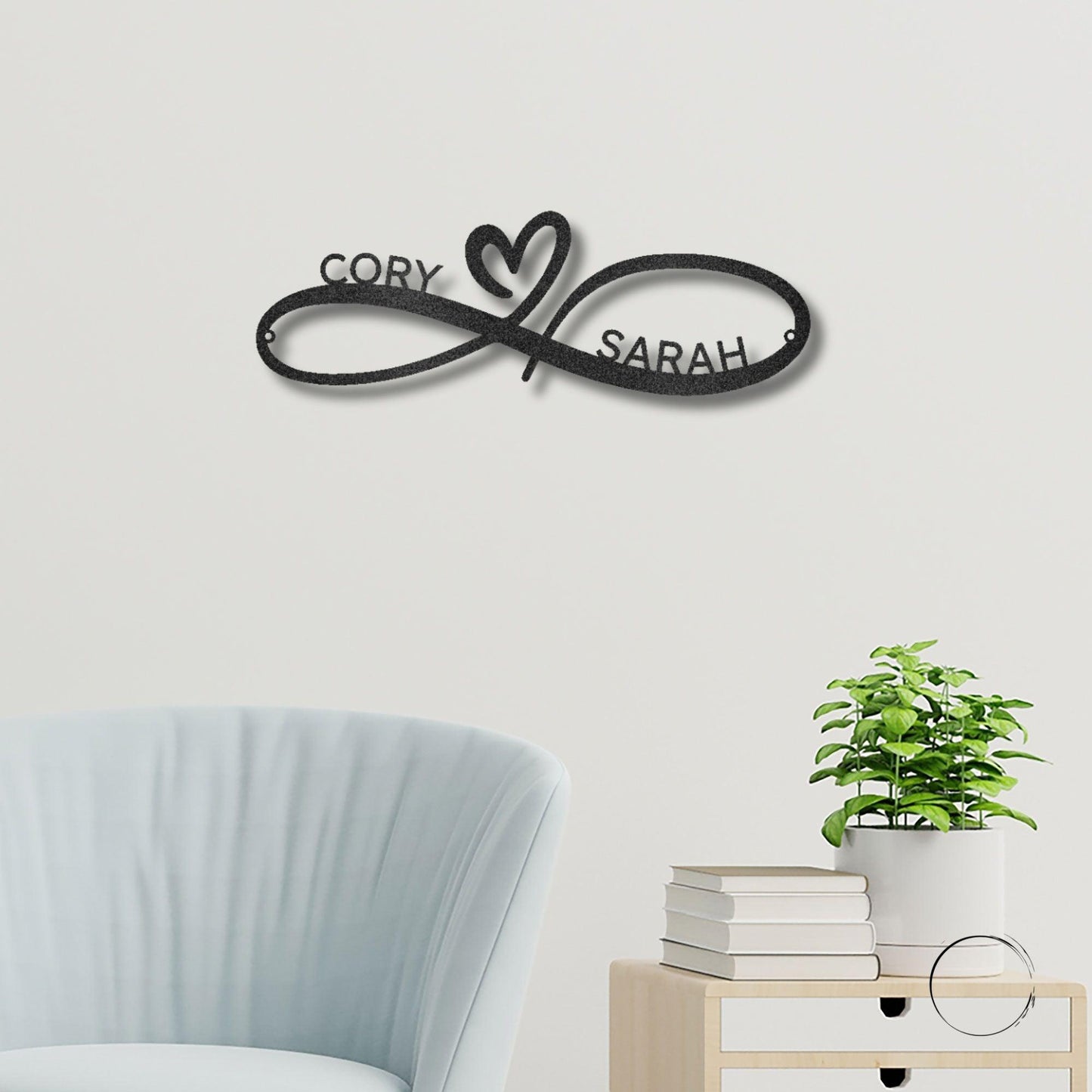 Infinity Couples Love Custom Name Steel Wall Sign Metal Art - Mallard Moon Gift Shop