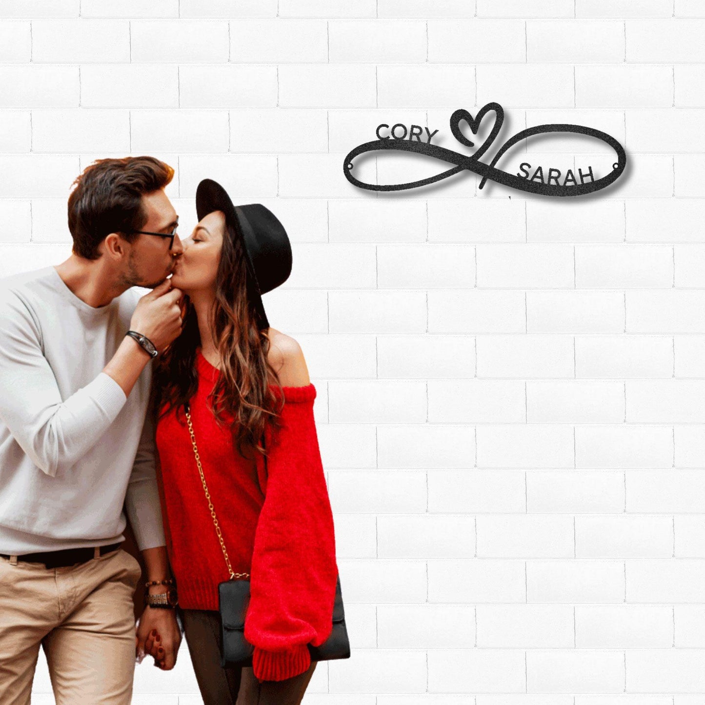 Infinity Couples Love Custom Name Steel Wall Sign Metal Art - Mallard Moon Gift Shop