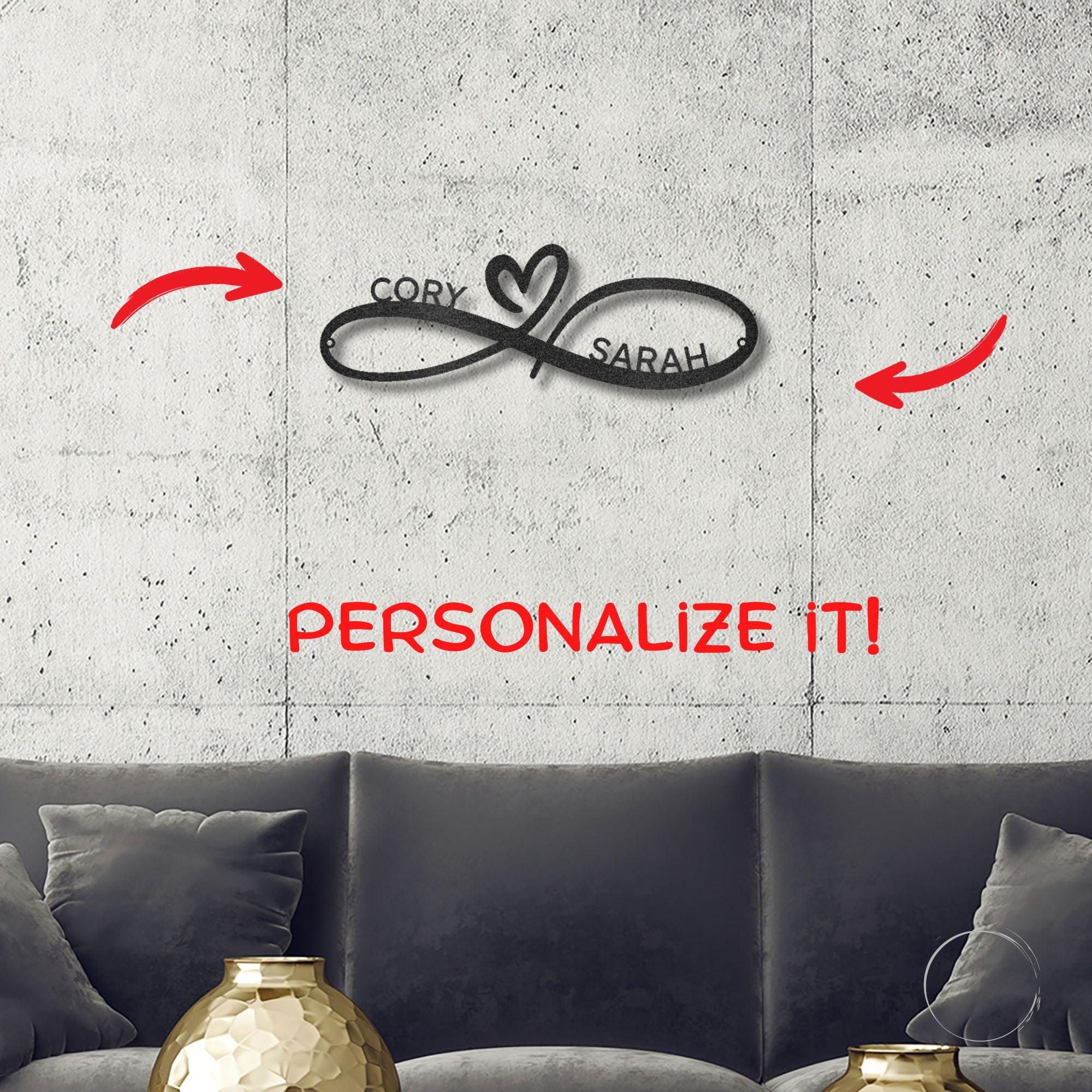 Infinity Couples Love Custom Name Steel Wall Sign Metal Art - Mallard Moon Gift Shop