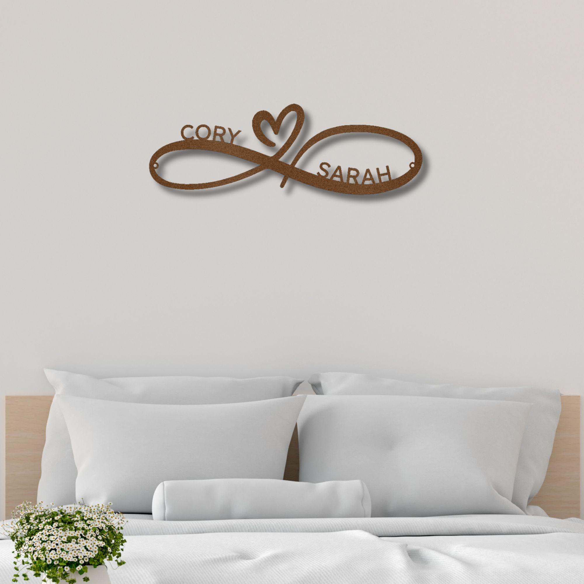 Infinity Couples Love Custom Name Steel Wall Sign Metal Art - Mallard Moon Gift Shop