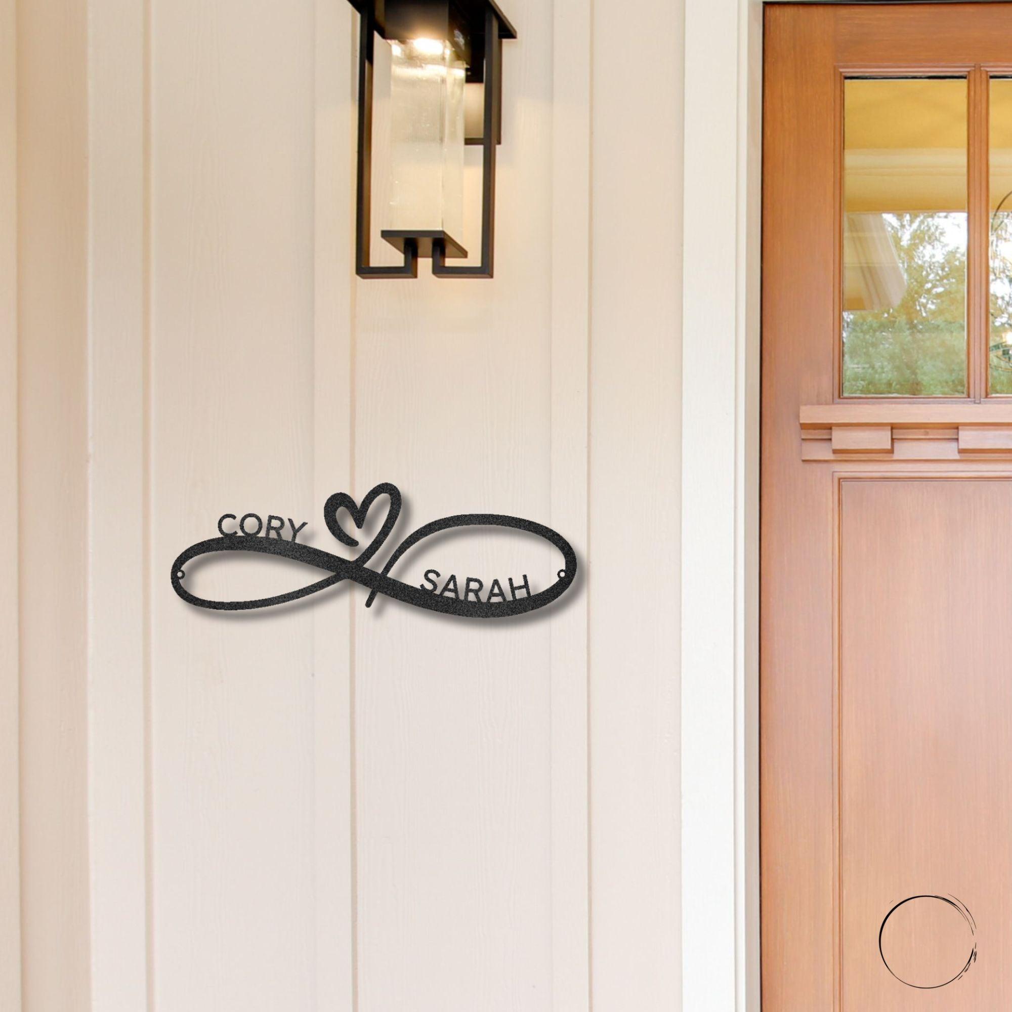 Infinity Couples Love Custom Name Steel Wall Sign Metal Art - Mallard Moon Gift Shop