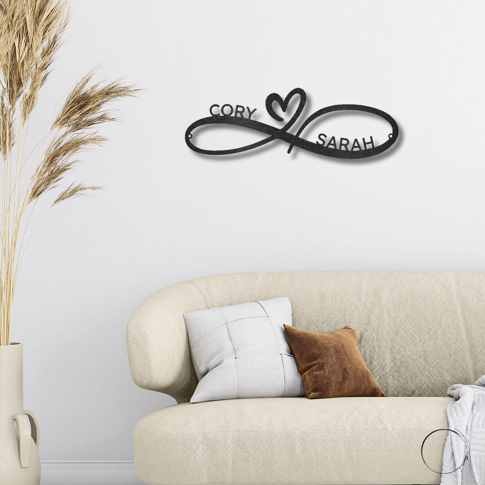 Infinity Couples Love Custom Name Steel Wall Sign Metal Art - Mallard Moon Gift Shop