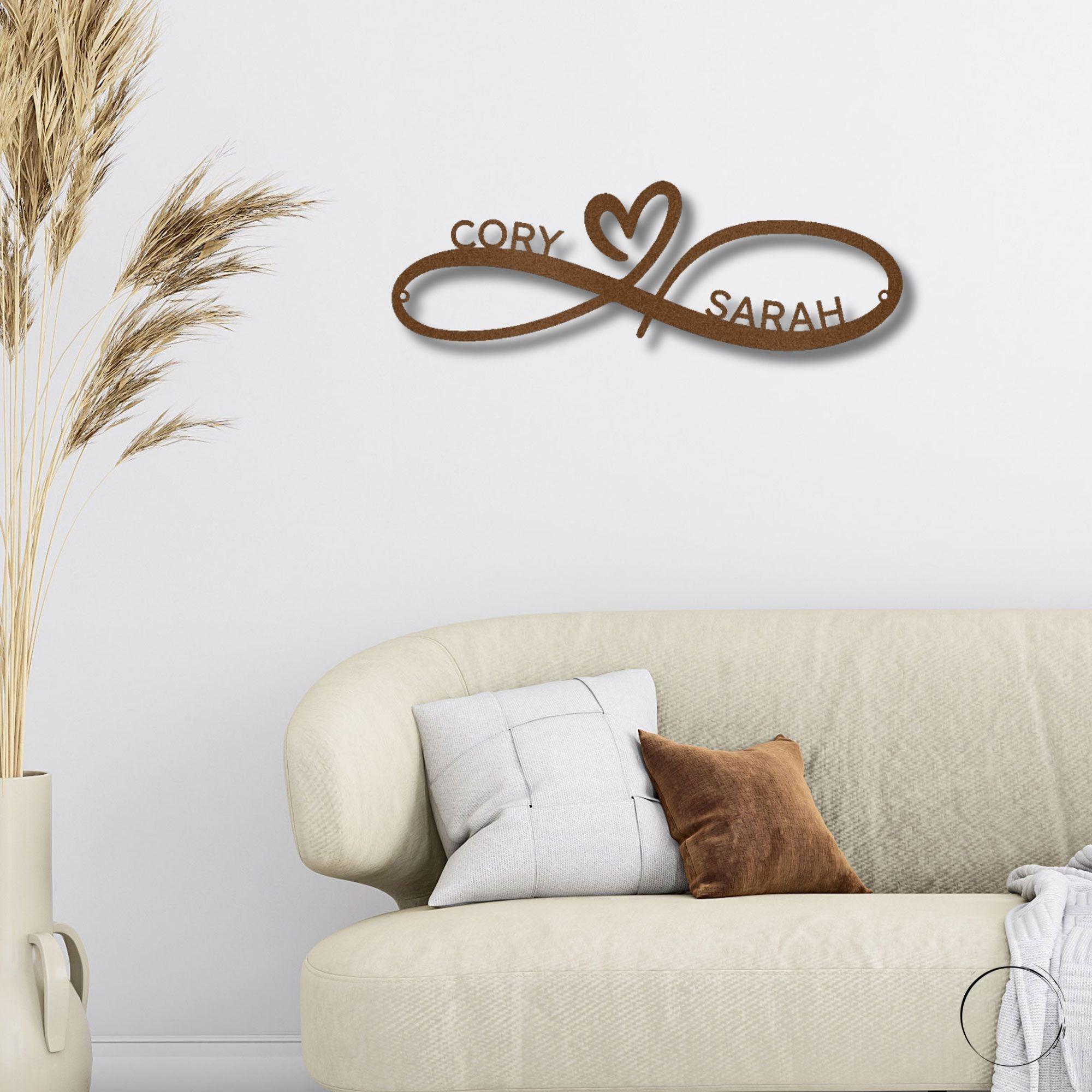 Infinity Couples Love Custom Name Steel Wall Sign Metal Art - Mallard Moon Gift Shop