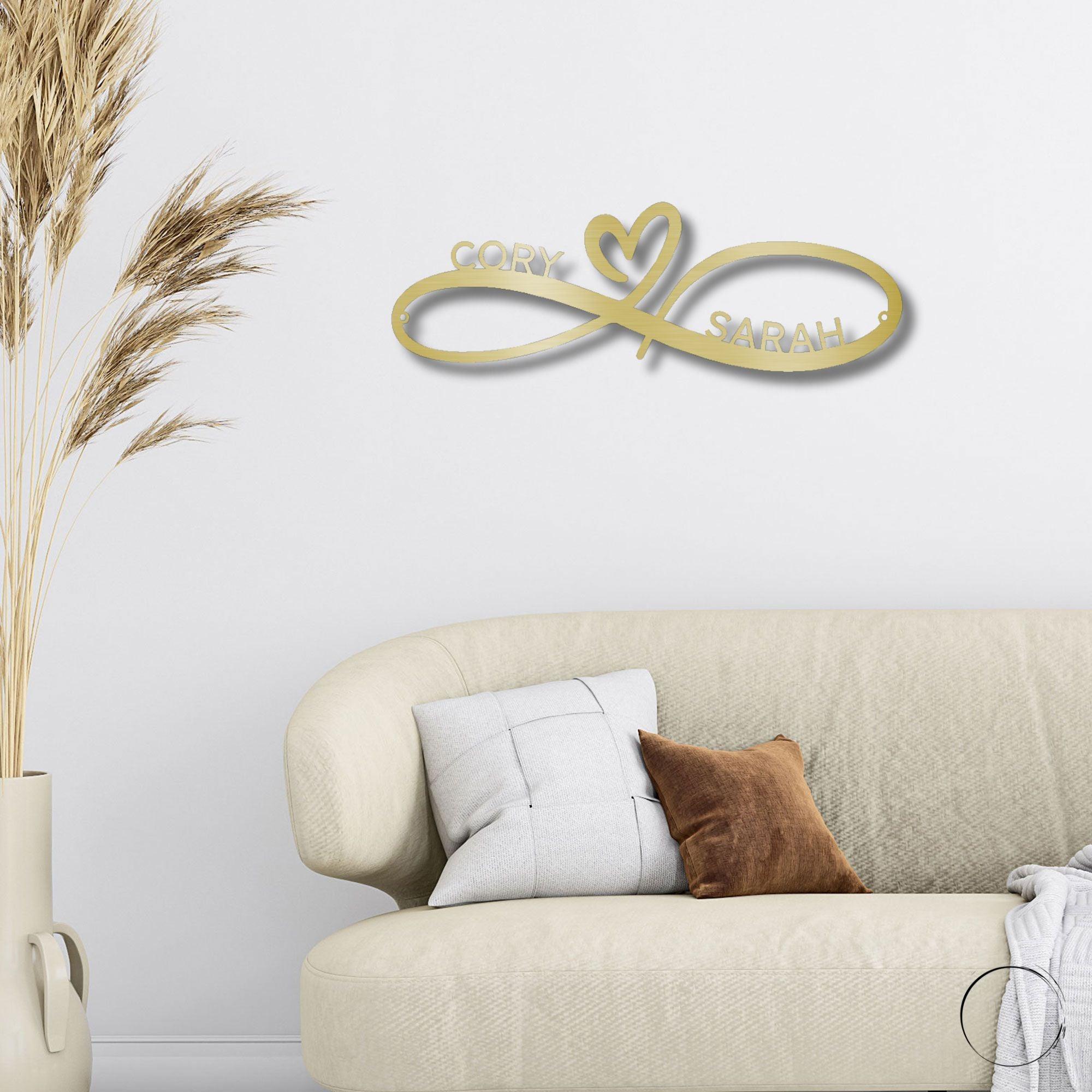 Infinity Couples Love Custom Name Steel Wall Sign Metal Art - Mallard Moon Gift Shop