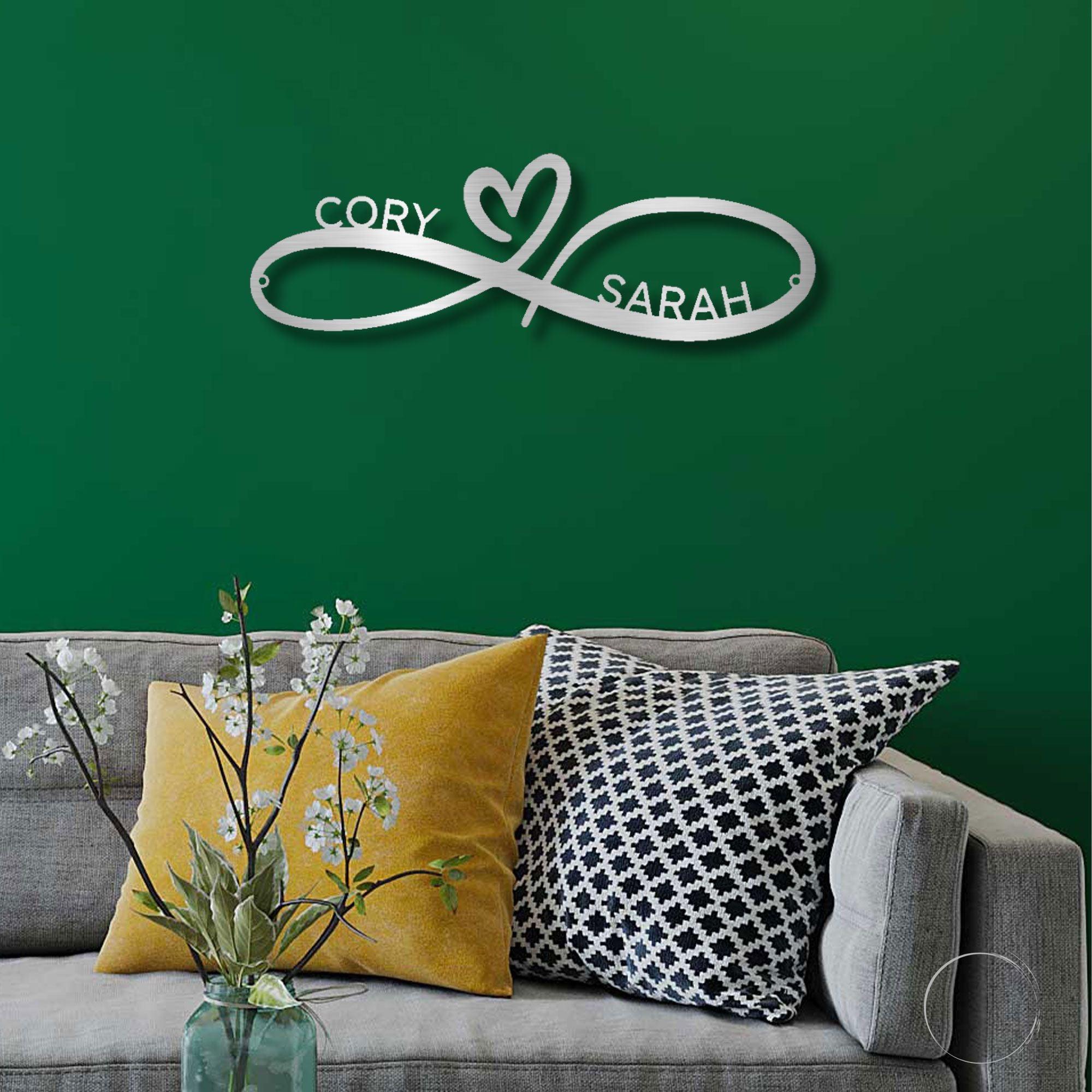 Infinity Couples Love Custom Name Steel Wall Sign Metal Art - Mallard Moon Gift Shop