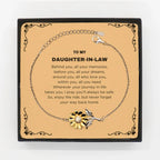 Inspirational Daughter-In-Law Sunflower Bracelet - Behind you, all your Memories, Before you, all your Dreams - Birthday, Christmas Gifts