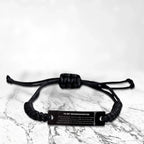 Inspirational Granddaughter Engraved Black Rope Bracelet - Behind you, all your Memories, Before you, all your Dreams - Birthday, Christmas Holiday Gifts