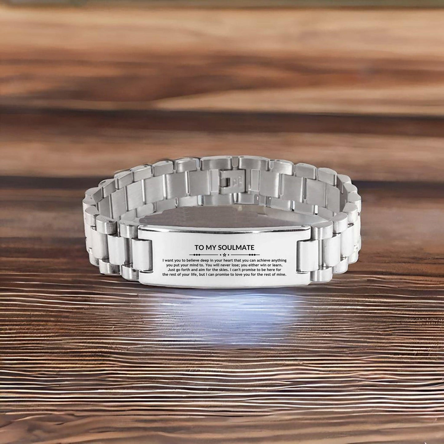 Inspirational Soulmate Engraved Ladder Stainless Steel Bracelet - Behind you, all your Memories, Before you, all your Dreams - Birthday, Christmas Holiday Gifts - Mallard Moon Gift Shop
